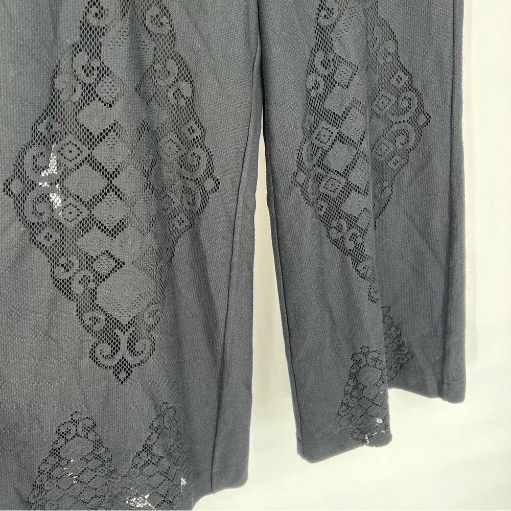 Kobi Halperin Black‎ Eyelet Wide Leg Lined Black Pants Sz Small